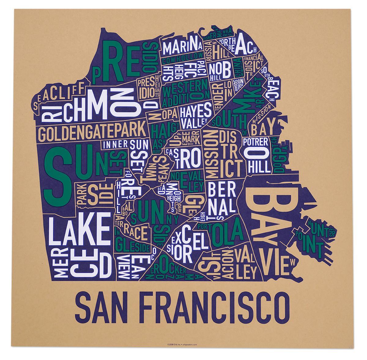 Σαν Φρανσίσκο γειτονιά χάρτη αφίσα