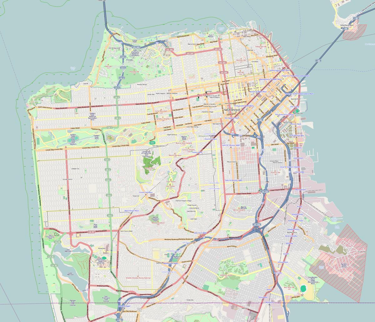 Χάρτης της San Francisco περίγραμμα