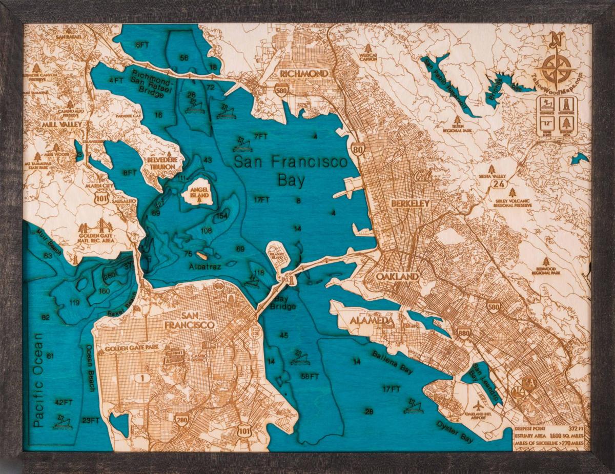 Χάρτης της San Francisco ξύλο