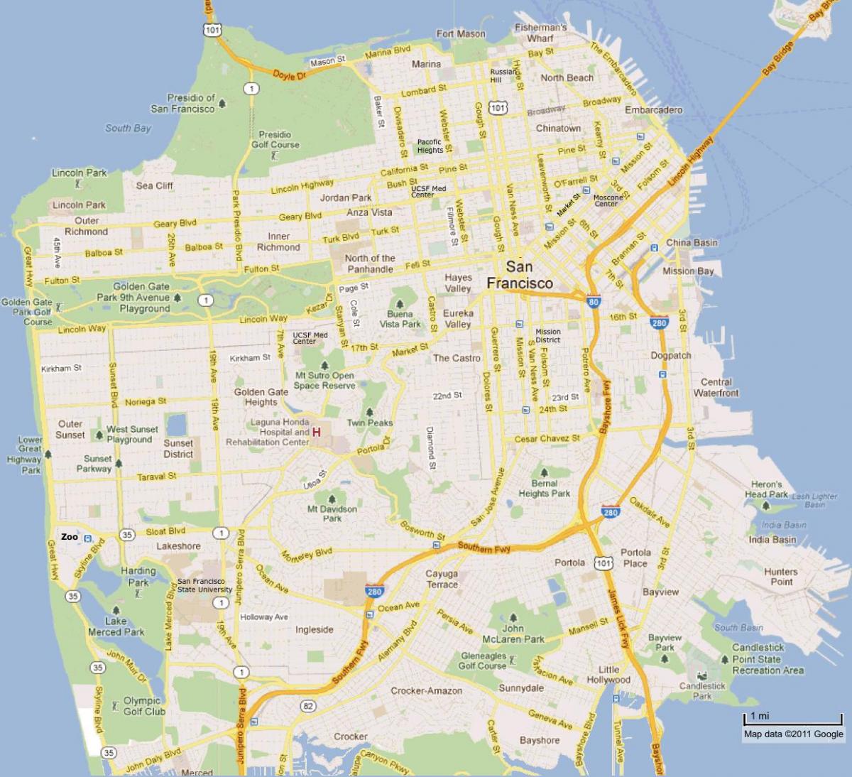 Σαν Φρανσίσκο αξιοθέατα χάρτης