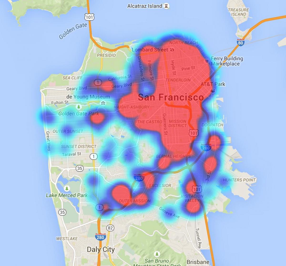 Χάρτης της San Francisco περιττώματα