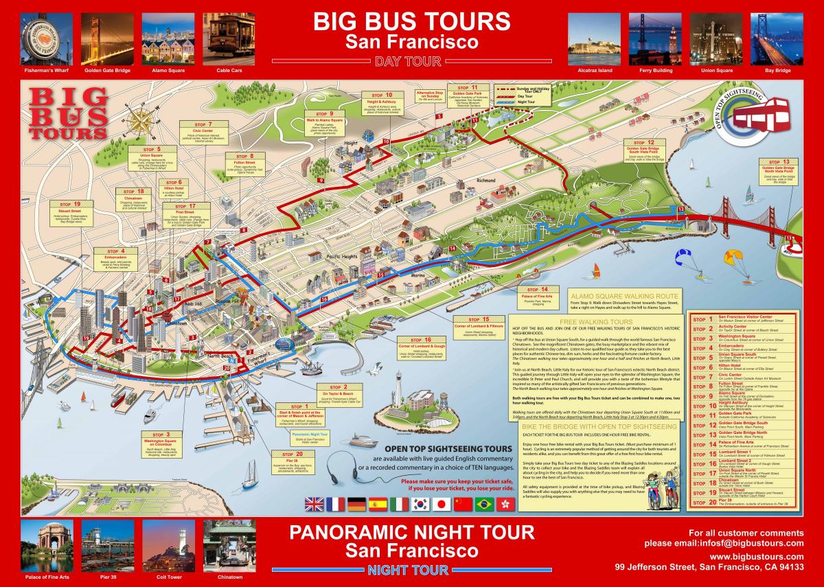 μεγάλο κόκκινο λεωφορείο Σαν Φρανσίσκο εμφάνιση χάρτη