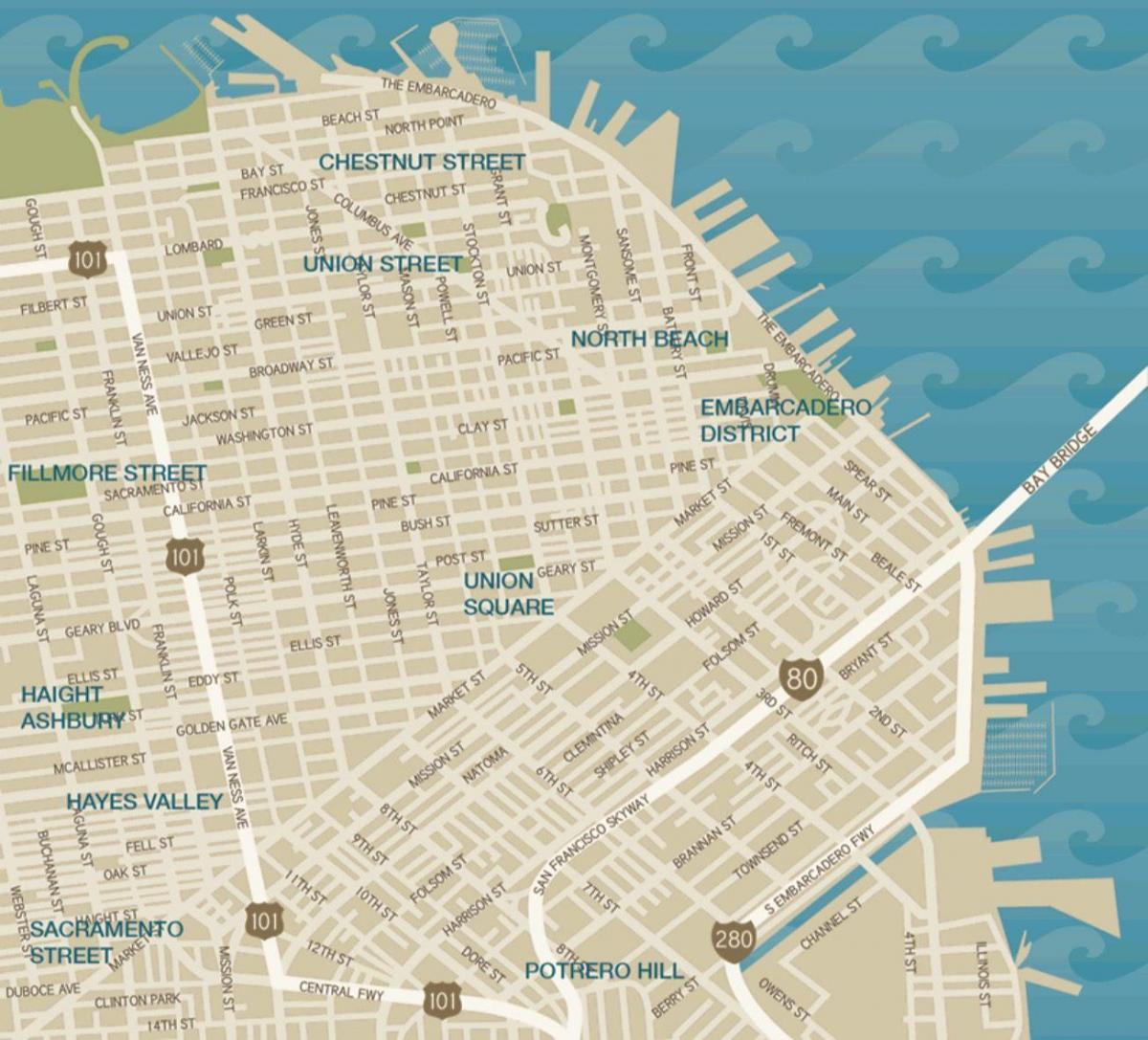 χάρτης της πόλης του San Francisco union square
