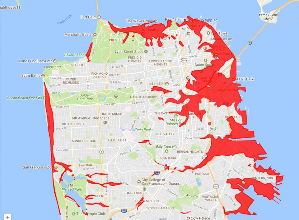 Σαν Φρανσίσκο περιοχές για να αποφύγετε χάρτης
