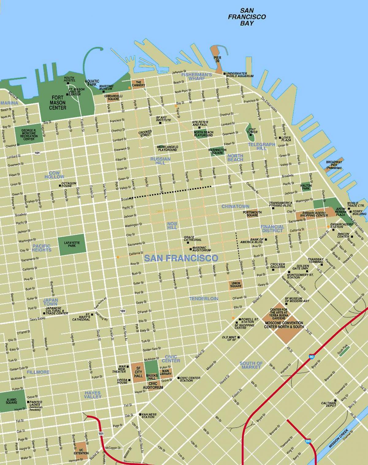 χάρτης της πόλης του Σαν Φρανσίσκο, ca
