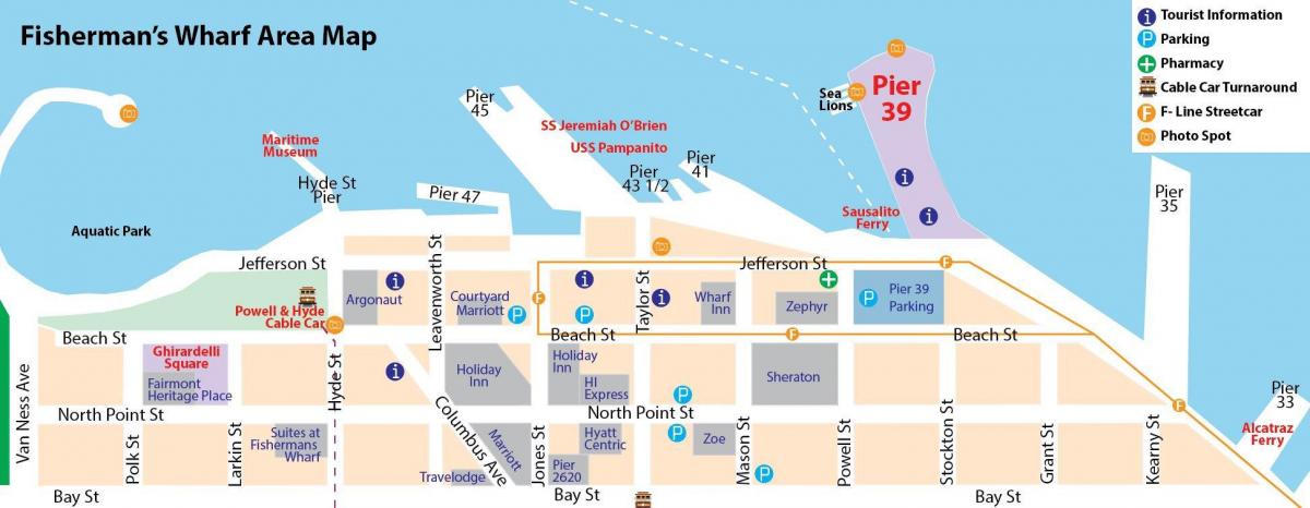 χάρτης της San Francisco fisherman's wharf περιοχή