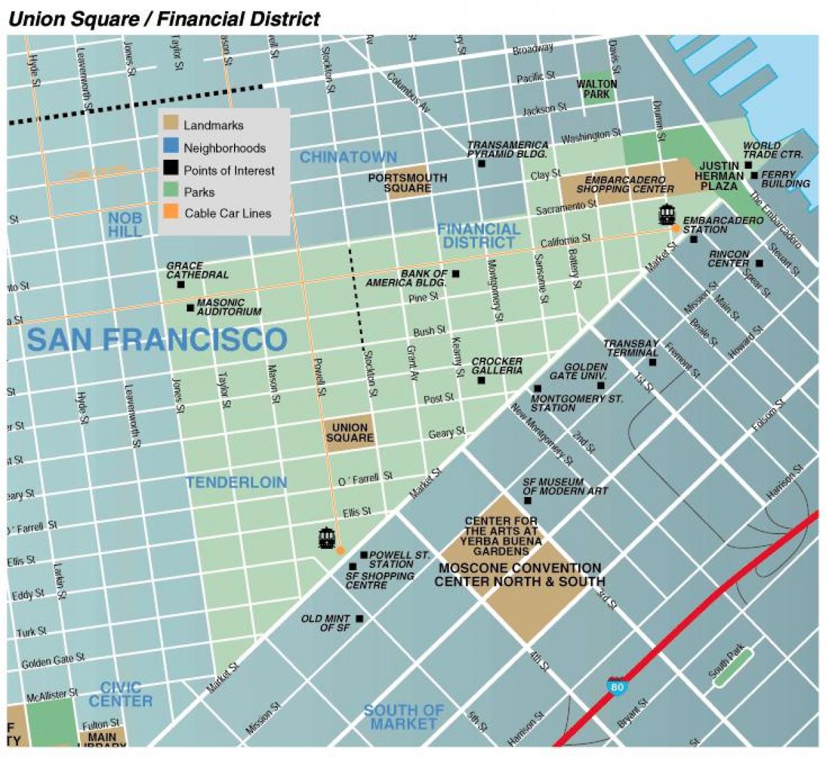 Χάρτης της περιοχή union square Σαν Φρανσίσκο