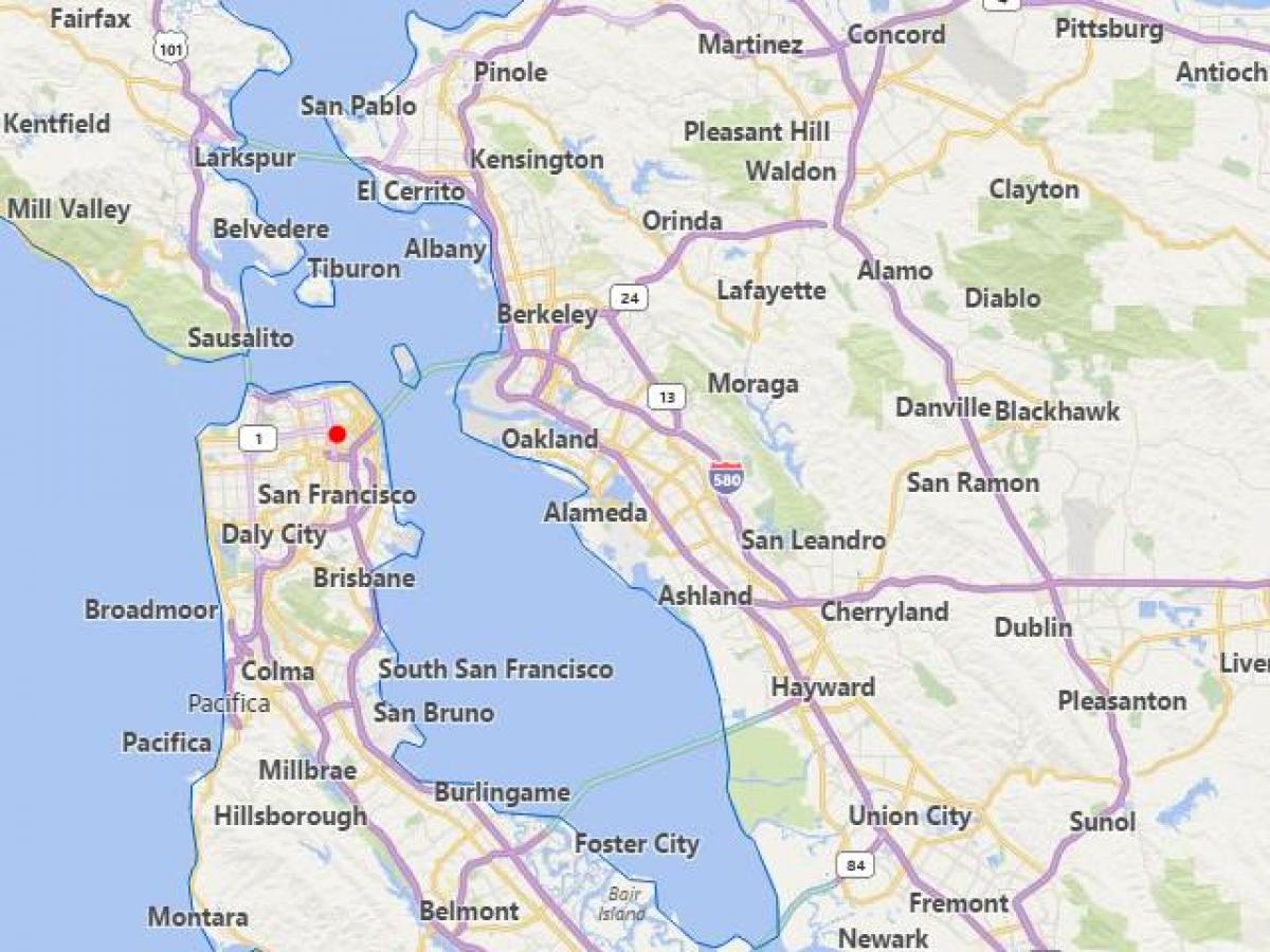 χάρτης της καλιφόρνια πόλεις κοντά σε San Francisco