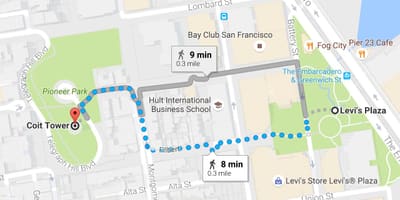 Χάρτης της San Francisco αυτο ξενάγηση με τα πόδια