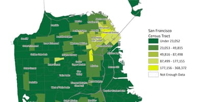 Χάρτης της San Francisco πυκνότητα του πληθυσμού