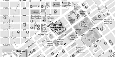 Χάρτης της εμπορικό κέντρο westfield San Francisco