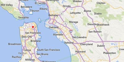 Χάρτης της καλιφόρνια πόλεις κοντά σε San Francisco