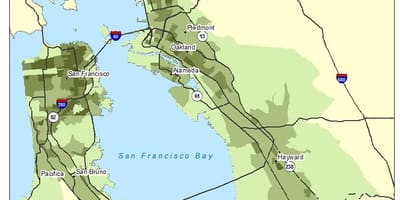 Χάρτης της bay area πυκνότητα του πληθυσμού