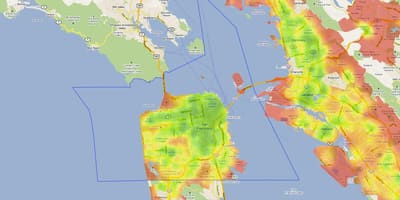 Χάρτης της bay area θερμότητας