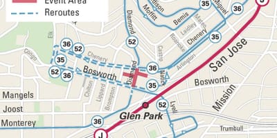 Χάρτης της glen park του Σαν Φρανσίσκο
