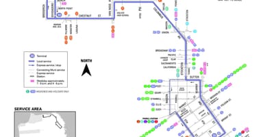 Σαν Φρανσίσκο λεωφορείο 30 χάρτη της διαδρομής