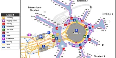 SFO διεθνές αεροδρόμιο χάρτης