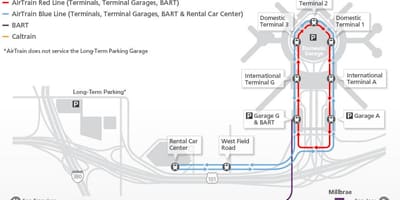 Χάρτης της SFO airtrain