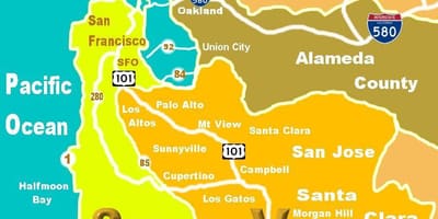 Χάρτης της silicon valley τοποθεσία