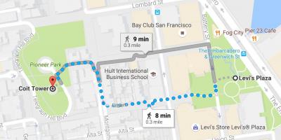 Χάρτης της San Francisco αυτο ξενάγηση με τα πόδια